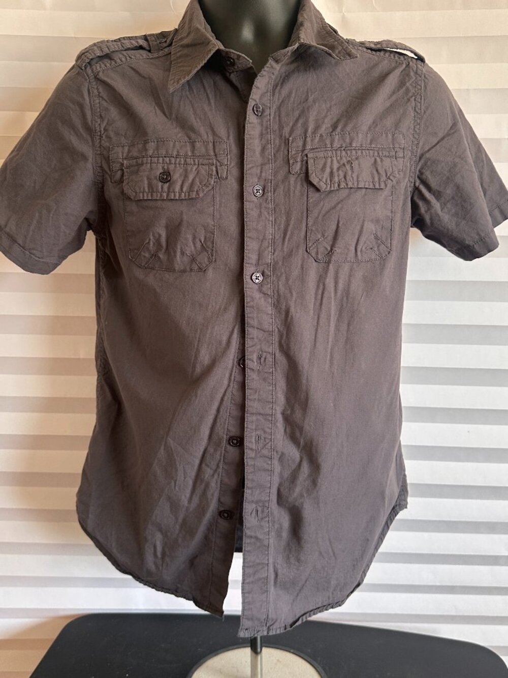 Ecko Unltd Men's Dark Gray Charcoal Button Down Shirt Size Small S
